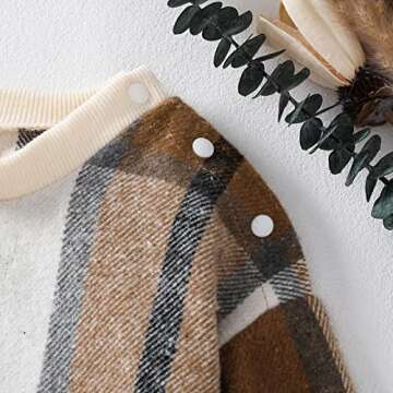 DNOMAID YZARC Baby Girl Boy Plaid Flannel Sweatshirt Romper Oversized Crewneck Long Sleeve Onesie Bodysuit Fall Winter Outfit (Coffee, 6-12 Months)