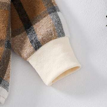 DNOMAID YZARC Baby Girl Boy Plaid Flannel Sweatshirt Romper Oversized Crewneck Long Sleeve Onesie Bodysuit Fall Winter Outfit (Coffee, 6-12 Months)