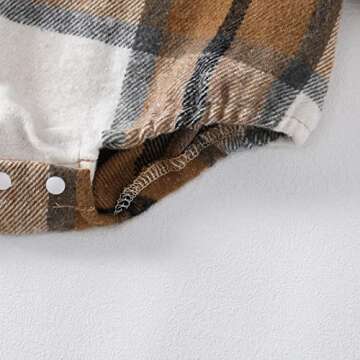 DNOMAID YZARC Baby Girl Boy Plaid Flannel Sweatshirt Romper Oversized Crewneck Long Sleeve Onesie Bodysuit Fall Winter Outfit (Coffee, 6-12 Months)