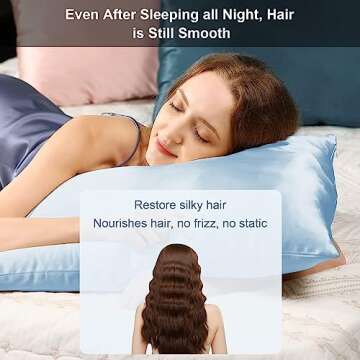 Silk Pillowcase for Hair and Skin with Hidden Zipper, Ravmix Both Sides 21Momme Mulberry Silk Coolin...