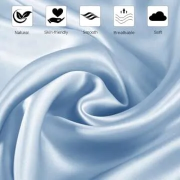 Silk Pillowcase for Hair and Skin with Hidden Zipper, Ravmix Both Sides 21Momme Mulberry Silk Cooling Pillow Case Standard Size 20×26inches, 1PCS, Light Blue