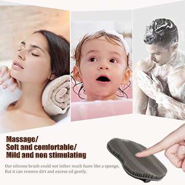 1 Pack Soft Silicone Shower Brush Body Wash Bath Exfoliating Skin Massage Scrubber, Dry Skin Brushing Glove Loofah, Fit for Sensitive and All Kinds of Skin
