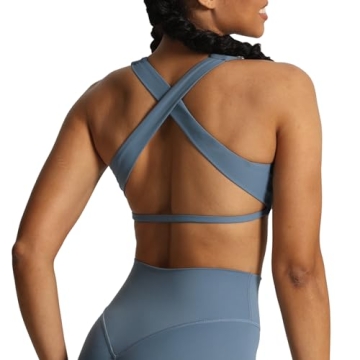 Aoxjox Women's Workout Sports Bras - Comfortable and Stylish Fitness Bra in Steel Blue