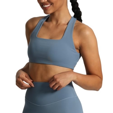 Aoxjox Women's Cross Back Sports Bra in Steel Blue