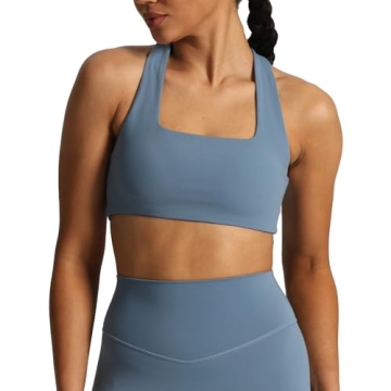Aoxjox Women's Cross Back Sports Bra in Steel Blue