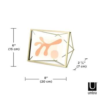 Umbra Prisma Picture Frame, 4x6 Metal Photo Display for Desk or Wall, 4" x 6", Brass