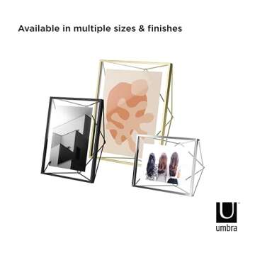 Umbra Prisma Picture Frame, 4x6 Metal Photo Display for Desk or Wall, 4" x 6", Brass