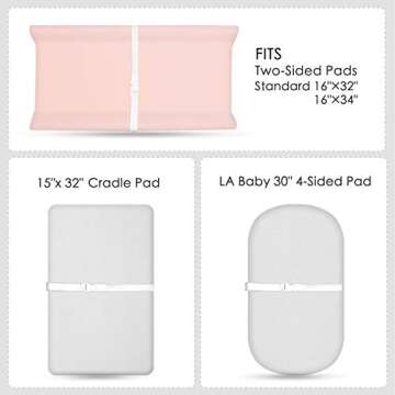 TILLYOU Changing Pad Cover Set in Soft Jersey Material Diaper Changing Table Sheets - Fits 32"/34''x16 Contoured Pad for Babies,Peachy Pink & Lt Gray