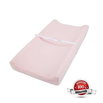 TILLYOU Changing Pad Cover Set in Soft Jersey Material Diaper Changing Table Sheets - Fits 32"/34''x16 Contoured Pad for Babies,Peachy Pink & Lt Gray