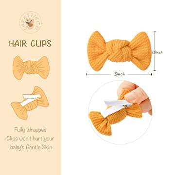 Pack of 16, Baby Girls Hair Clips Set, Bows Barrettes Fully Lined Clips For Fine Hair Accessory for Babies Infant Toddlers Kids