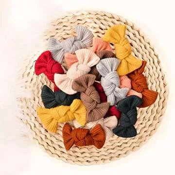 Pack of 16, Baby Girls Hair Clips Set, Bows Barrettes Fully Lined Clips For Fine Hair Accessory for Babies Infant Toddlers Kids