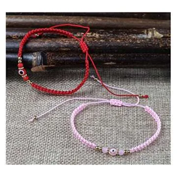 COLORFUL BLING Evil Eyes Bracelet for Female Amulet Pink Protection Bracelet Good Luck Adjustable String Bracelet Exquisite Card Packaging