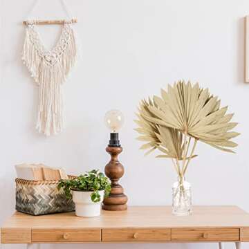 Natural Large Dried Palm Leaves Decor Dried Palm Fans Palm Boho Flowers Arrangements Dried Palm Fronds Dried Palm Spears Decorative Sun Palms for Wedding Home Bouquet Party Leaf Wall (9)