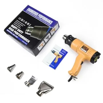 SEEKONE Heat Gun 1800W 122℉-1202℉（50℃- 650℃）Fast Heating Heavy Duty Hot Air Gun Kit Variable Temperature Control Overheat Protection with 4 Nozzles for Crafts, Shrinking PVC, Stripping Paint(5.2FT)