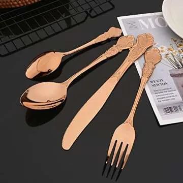 JASHII Elegant 24-Piece Silverware Set – Stainless Steel, Mirror Polished for Parties & Weddings