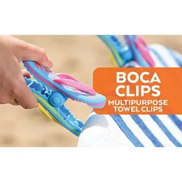 O2COOL Boca Clips - Beach Towel Clips for Beach Chairs, Pool and Patio Accessories Clothes Pins for Bags, 2-Pack (Flip Flop)