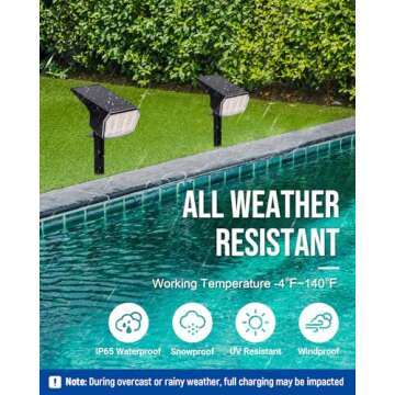 AUDERWIN Solar Spot Lights Outdoor Waterproof 4 Pack IP65, 63 LED 3 Lighting Modes Spotlights for Yard Garden House Garage Pathway