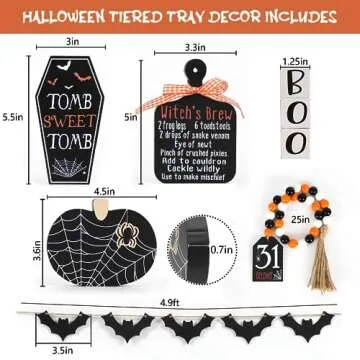 DAZONGE Halloween Tiered Tray Decor - 8PCS Set for Home