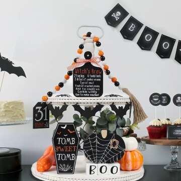 DAZONGE Halloween Tiered Tray Decor - 8PCS Set for Home