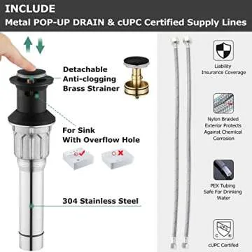 PARLOS Bathroom Sink Faucet with High Arc Design and Drain Assembly