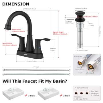 PARLOS Bathroom Sink Faucet with High Arc Design and Drain Assembly