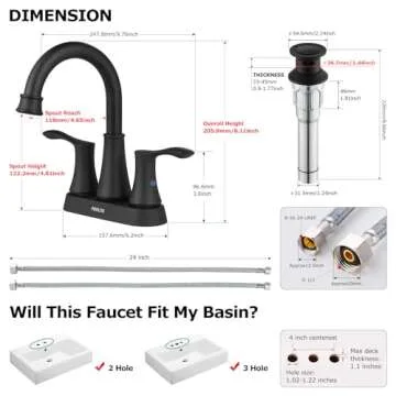 PARLOS Bathroom Sink Faucet with High Arc Design and Drain Assembly