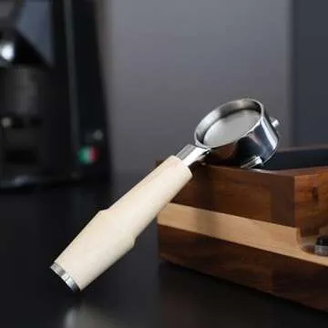 58mm Portafilter For Espresso Machines Compatible with E61 Group Head Filter Basket and Maple Wood Handle Included