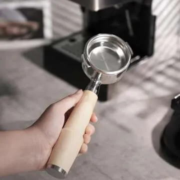 58mm Portafilter For Espresso Machines Compatible with E61 Group Head Filter Basket and Maple Wood Handle Included