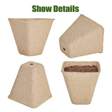 YESIACE 126 Packs Square Peat Pots, 3.15 Inch Seed Starting Pots with Drainage Holes Square Nursery Pot,Biodegradable Eco-Friendly Round Plant Seed Starter Peat Pots Germination Seedling Trays