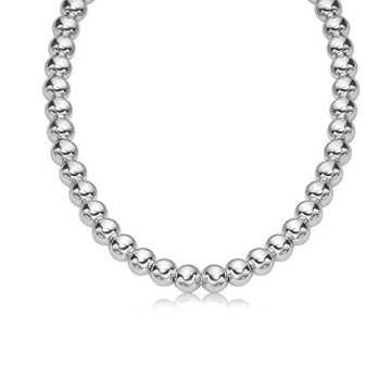 Verona Jewelers Sterling Silver 8MM 7MM Handmade Bead Necklace - Italian Design, Elegant Silver Jewe...
