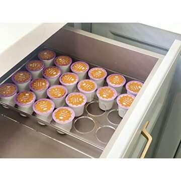 IEEK 2 Pack of 24 Slots Flat Countertop Coffee Pod Holder,K Cup Drawer Holder Organizer for Office and Kitchen,Clear Acrylic K-Cup Organizer Tray,Compatible With KCup Pods