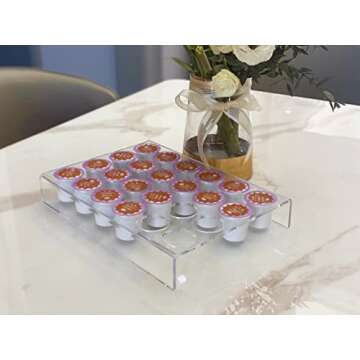 IEEK 2 Pack of 24 Slots Flat Countertop Coffee Pod Holder,K Cup Drawer Holder Organizer for Office and Kitchen,Clear Acrylic K-Cup Organizer Tray,Compatible With KCup Pods