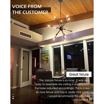 JAZAVA Modern Sputnik Chandelier Light Fixture, 12 Light Starburst Chandelier Pendant Lighting, Ceiling Lights for Kitchen Bedroom, Black & Brass Brushed