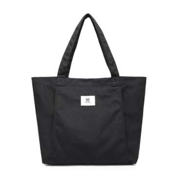 Moyaqi Canvas Tote Bag with Yoga Mat Carrier Pocket for Office, Workout, and Travel
