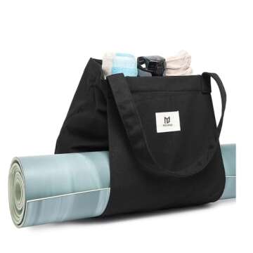 Moyaqi Canvas Tote Bag with Yoga Mat Carrier Pocket