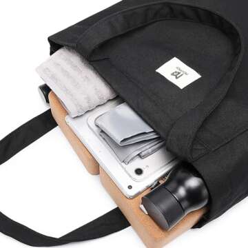 Moyaqi Canvas Tote Bag with Yoga Mat Carrier Pocket