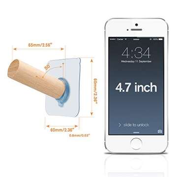 FOTYRIG Adhesive Hat Hooks Hat Hangers 10lbs Sticky Wall Rack for Baseball Caps, Bucket Hats, Cowboy Hats, Extended Wooden Pegs Handmade - Bathroom Door Cloest Entryway Wardrobe-8 Pack