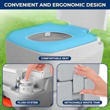 SereneLife, Portable Toilet, Portable Potty Camping Toilet, Includes Travel Bag, 3 Way Pistol Flush, Rotating Spout, Great for Camping, Boating, Traveling, Worksites, 5.3 Gallon