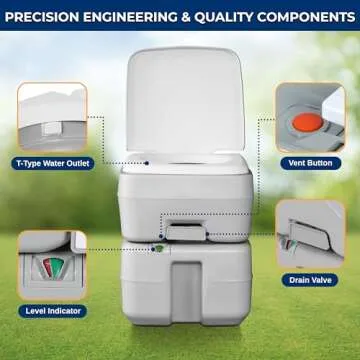 SereneLife, Portable Toilet, Portable Potty Camping Toilet, Includes Travel Bag, 3 Way Pistol Flush, Rotating Spout, Great for Camping, Boating, Traveling, Worksites, 5.3 Gallon