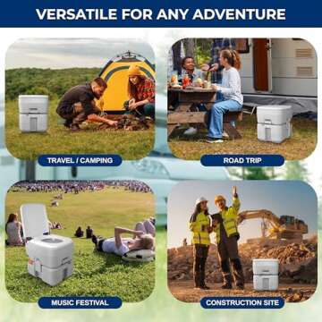 SereneLife, Portable Toilet, Portable Potty Camping Toilet, Includes Travel Bag, 3 Way Pistol Flush, Rotating Spout, Great for Camping, Boating, Traveling, Worksites, 5.3 Gallon