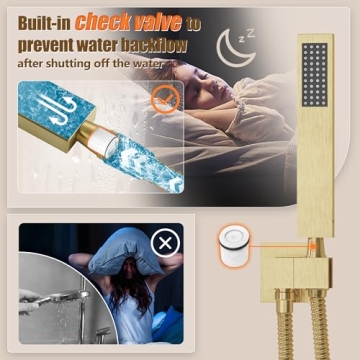 ESNBIA Gold Shower System 12 Inches Rain Shower Head Set