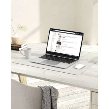 Non-Slip Leather Desk Mat, Desk Mouse Pad, Waterproof PVC Leather Desk Table Protector, Large Desk Blotter, Easy Clean Laptop Desk Writing Mat for Office/Work/Home/Decor(Apricot Gray, 23.6" x 13.7")