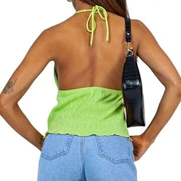 RUEWEY Y2K Backless Crop Top for Stylish Summer Wear
