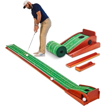 Premium 8ft Golf Putting Mat with Auto Ball Return