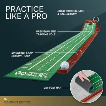 Premium 8ft Golf Putting Mat with Auto Ball Return