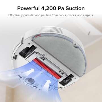 roborock Q7 Max Robot Vacuum and Mop Combo, 30-Level Water Flow Control, 4200Pa Suction, PreciSense LiDAR Navigation, No-Go & No-Mop Zones, App & Voice Control, Ideal for Pet Hair