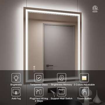ISTRIPMF 30x36 Inch LED Bathroom Mirror with Lights, Backlit and Front Lighted Bathroom Mirrors for ...