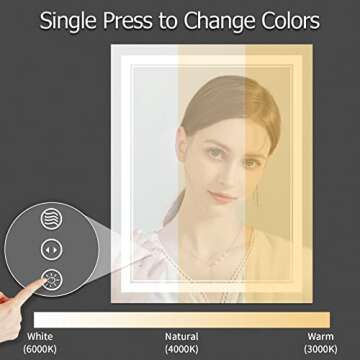 ISTRIPMF 30x36 Inch LED Bathroom Mirror with Lights, Backlit and Front Lighted Bathroom Mirrors for Wall, Anti-Fog Dimmable Memory Shatterproof LED Vanity Mirror for Bathroom