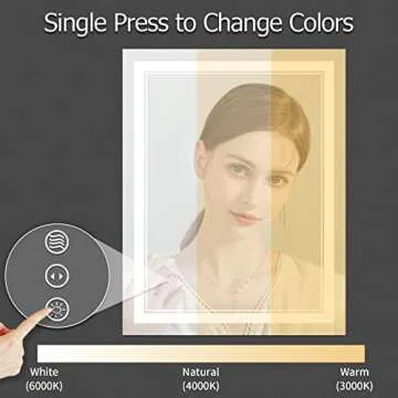 ISTRIPMF 30x36 Inch LED Bathroom Mirror with Lights, Backlit and Front Lighted Bathroom Mirrors for Wall, Anti-Fog Dimmable Memory Shatterproof LED Vanity Mirror for Bathroom