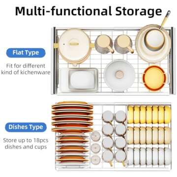 Pull out Cabinet Organizer, Expandable(20.5"-30") under sink organizer Heavy Duty Slide out Drawers for Pots and Pans, Pullout Cabinet Shelves, Roll out Shelf Storage for Kitchen Home, Pantry